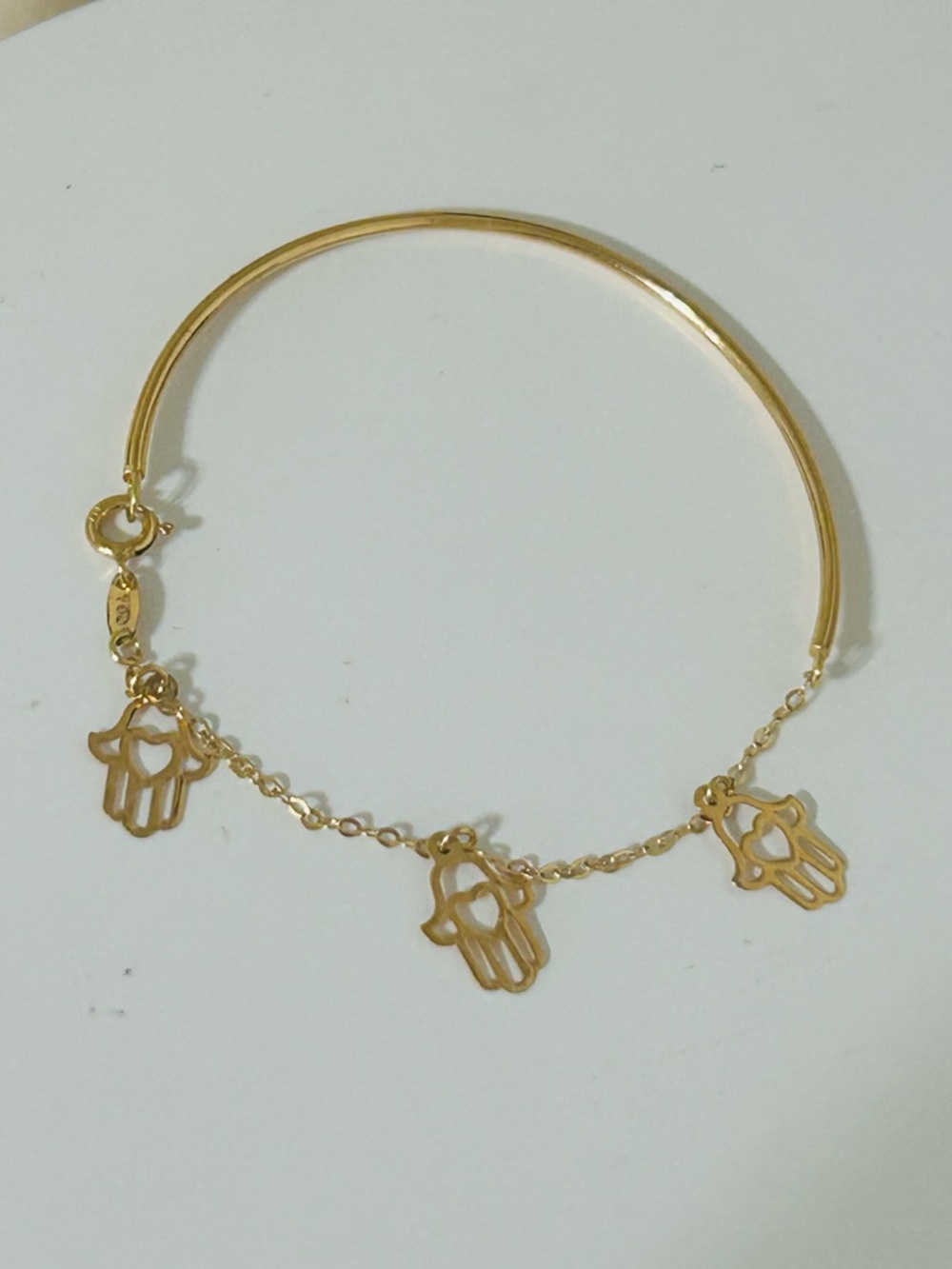 18K Gold Baby Hamsa Bracelet (3 Charms) – 12.5cm ✨🧿